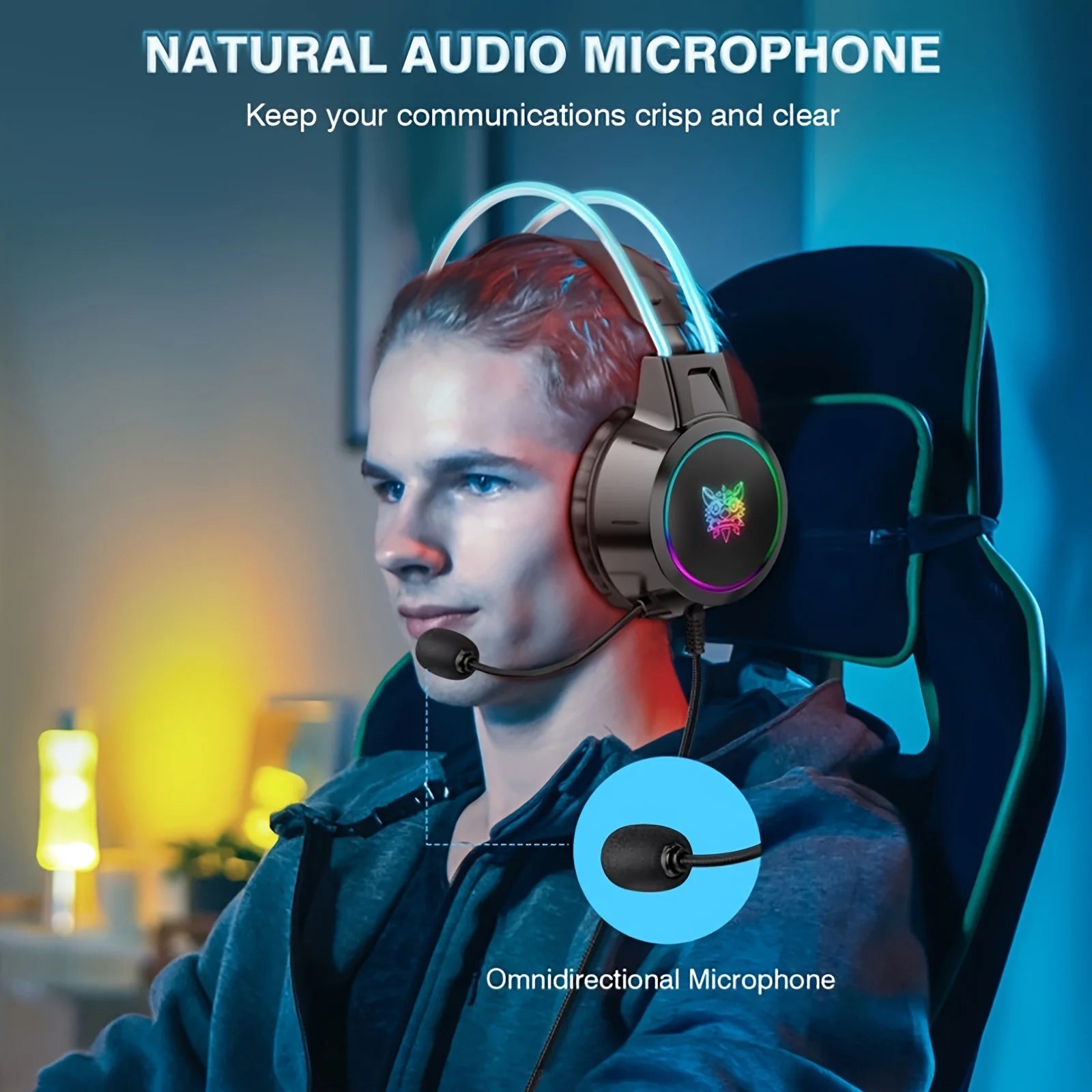 Hochwertiges Onikuma X15 Pro Over-Ear Gaming-Headset mit Kabel | Geräuschunterdrückung, Rosa Katzenohren, RGB-Licht und Mikrofon für PC PS4 Gaming