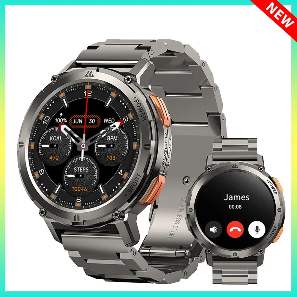 Premium Luxus 1.39" Bluetooth Anruf Smartwatch Männer Sport Fitness Uhren | IP68 Wasserdichte Smartwatch für Xiaomi Android iOS K52 - Smartwatch, Sport, Fitness, wasserdicht