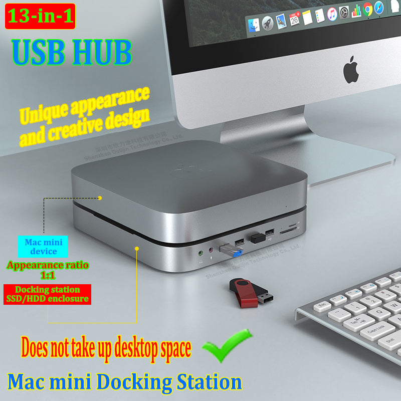 Premium USB-C Hub mit Festplattengehäuse, Hochwertiges Typ-C Docking Station, 2,5" SATA, NVMe M.2 SSD Case, 4K DP, USB 3.0 für Macbook Air/Pro/M3/M2/M1: 16,14,13-inch | 2024/2023/2022/2020 Series