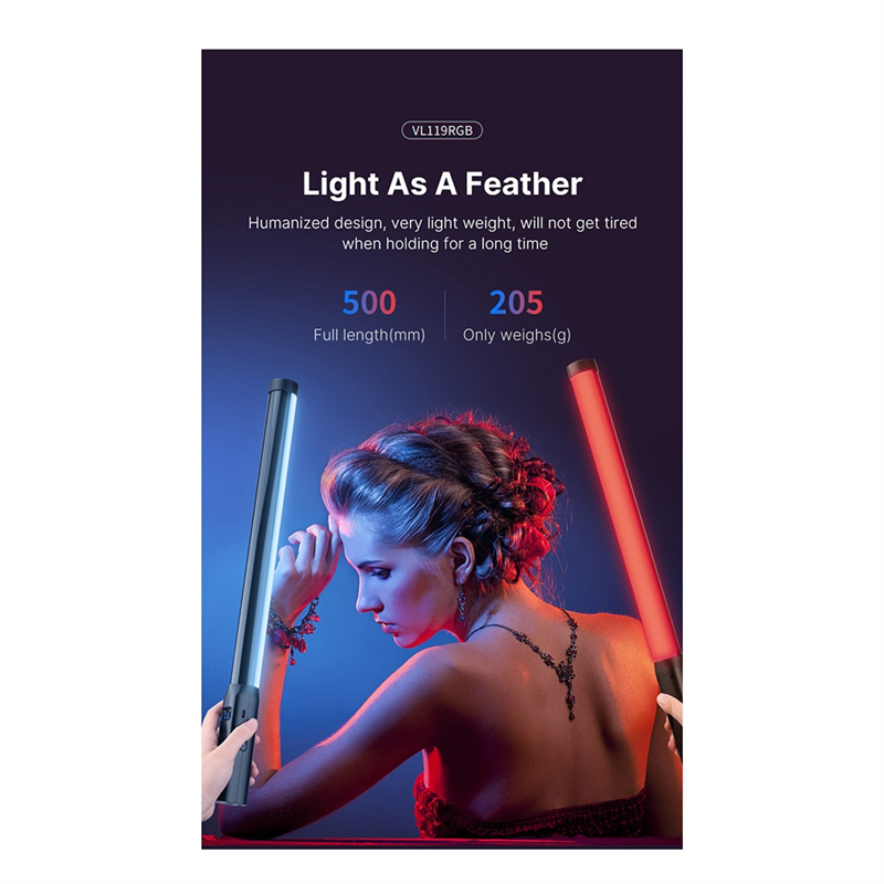 Premium VL119 Handheld RGB LED Lichtstab, 19,68 Zoll, Buntes Stick-Licht, CRI 95+, 2500K-9000K, Für Smartphones, Apple iPhone, Samsung, iOS &amp; Android Foto- & Videografie, Studio-Lampe, Limitierte Auflage