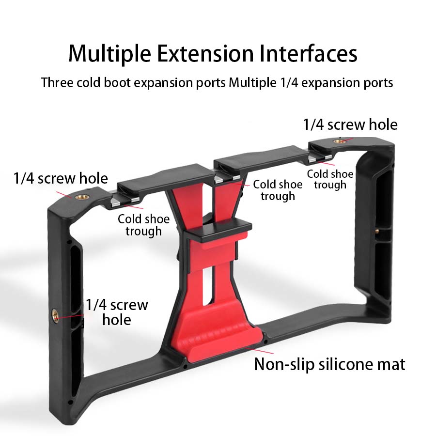 Kamera-Käfig Stabilisator für Smartphones, Apple iPhone, Samsung, iOS & Android  Filmproduktion Rig & Handgriff Halterung | Premium Video Camera Cage für Apple iPhone und Android