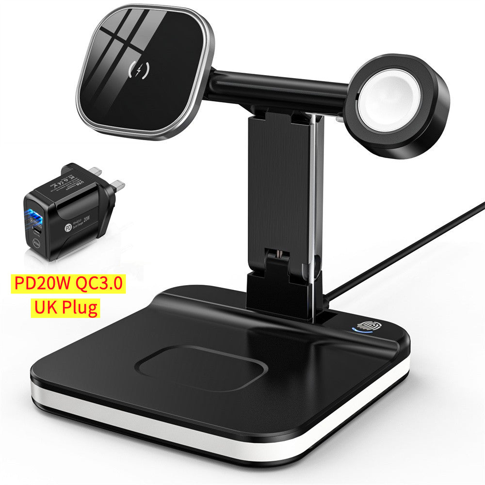 3-in-1 Kabelloser Ladestation Smartphones, Apple iPhone, Samsung, iOS & Android AirPods Ladegerät | Magnetisches Schnellladestation Docking Station 20W Wireless Charging Station