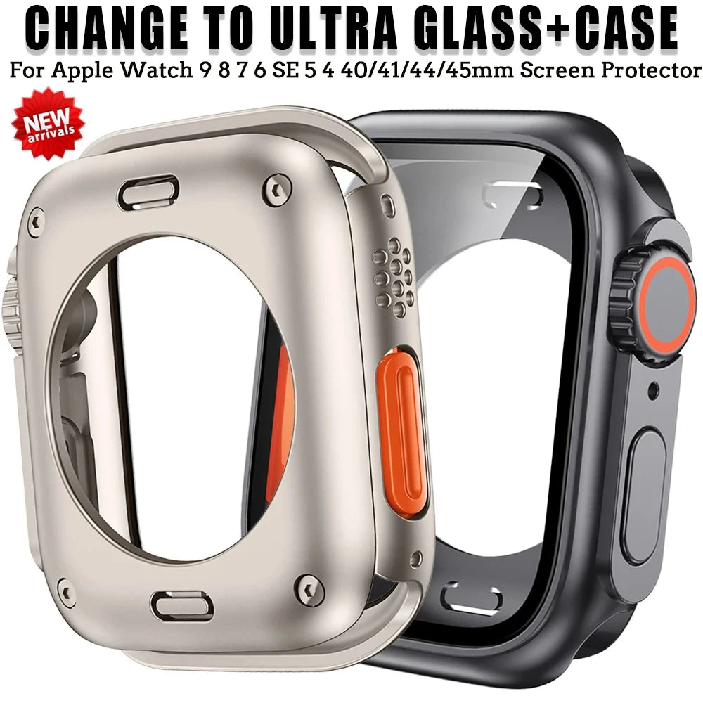 Premium Displayschutzfolie & Cover Hülle für Apple Watch 44mm 45mm 40mm 41mm - Robustes PC-Front & Rückseitenstoßstangengehäuse für iWatch Serie 10/9/8/7/6/5/4/3/2/1 & Ultra 2/1, SE: 2024, 2023, 2022, 2021, 2020, 2019, 2018, 2017, 2016,