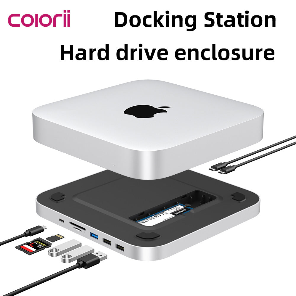 Premium USB-C Hub mit Festplattengehäuse, Hochwertiges Typ-C Docking Station, 2,5" SATA, NVMe M.2 SSD Case, 4K DP, USB 3.0 für Macbook Air/Pro/M3/M2/M1: 16,14,13-inch | 2024/2023/2022/2020 Series