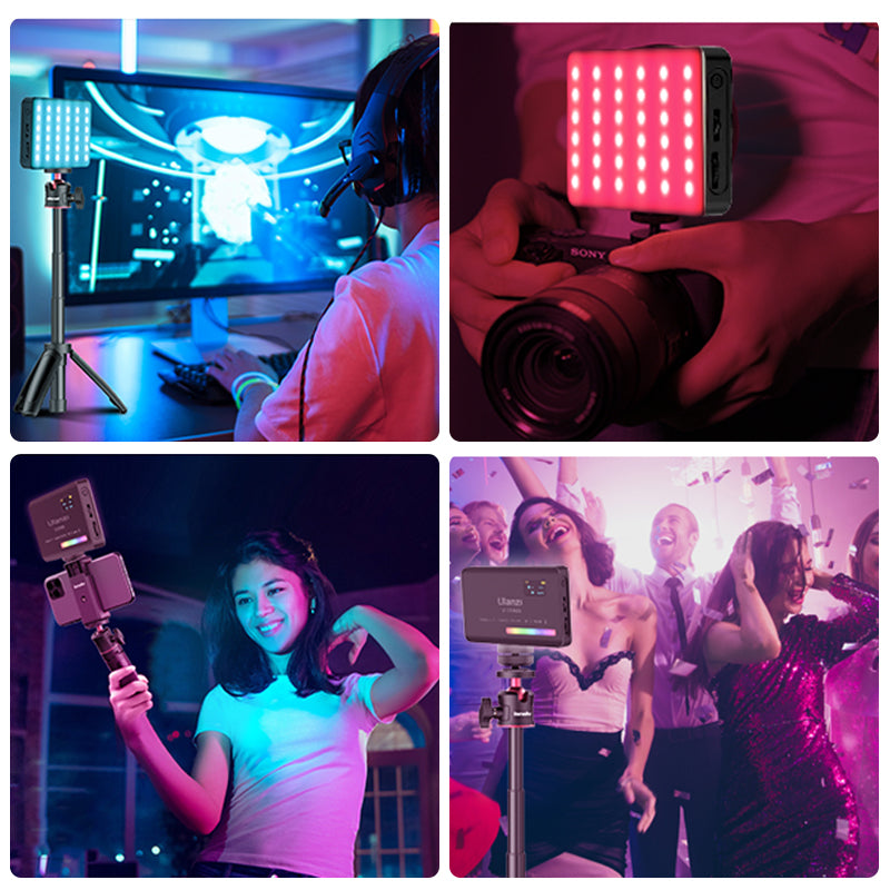 Luxury VL120 RGB LED Video Light for Camera, Smartphones, Apple iPhone, Samsung, iOS & Android Apple iPhone 15/14/13/12/11 Pro Max/Plus/Mini, Samsung, Android, Full Color, Dimmable, 2500-9000K, Rechargeable, 3100mAh, Limited Edition Studio Lamp