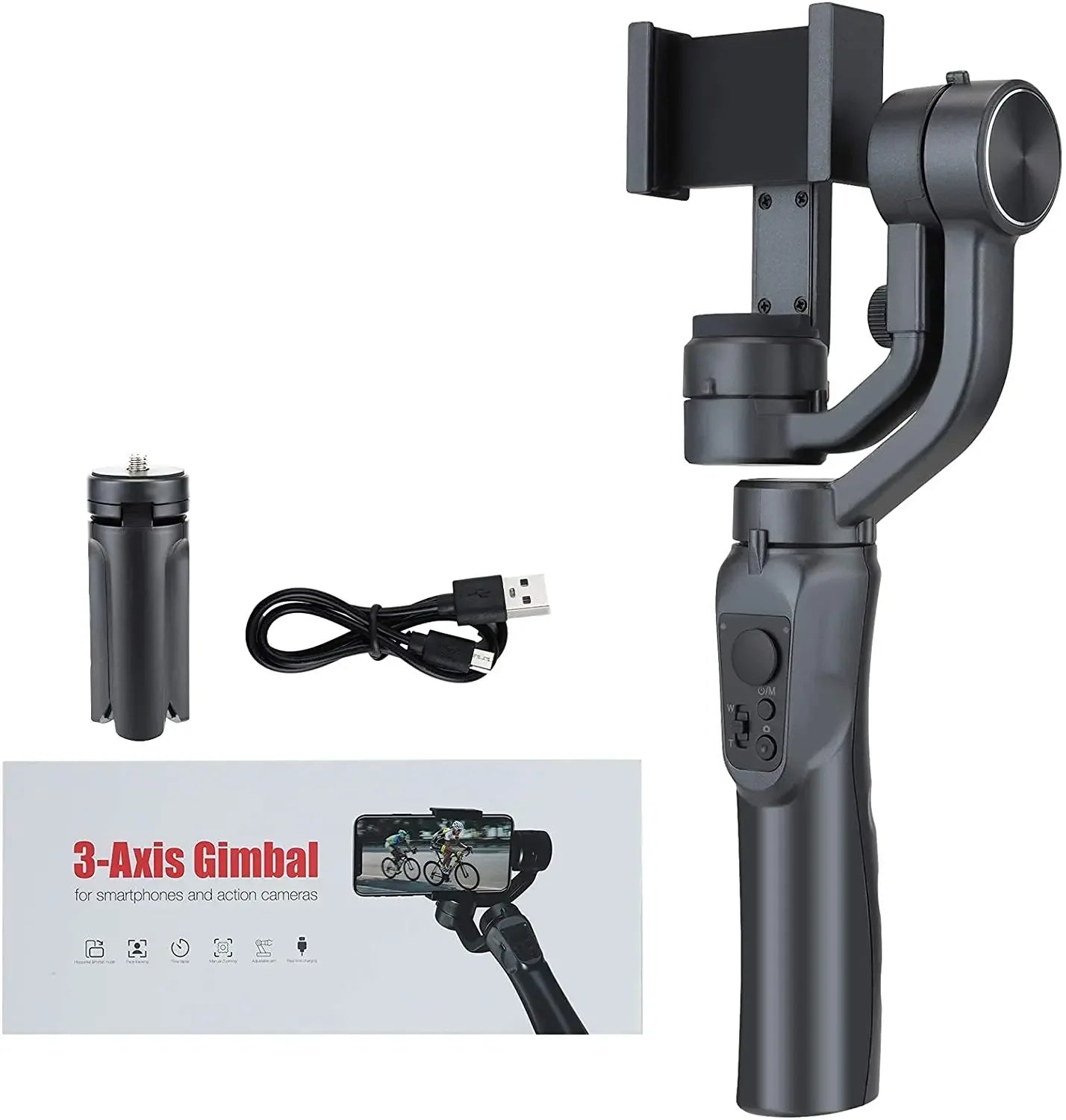 3-Achsen Faltbarer Handheld-Gimbal-Stabilisator für Smartphones, Apple iPhone, Samsung, iOS & Android | Anti-Wackel Videoaufnahme fürVlogs