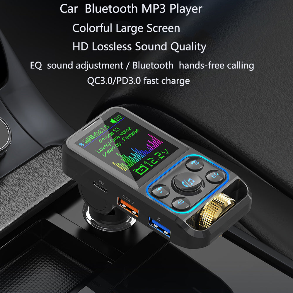 Premium Auto-USB Handy Ladegerät & Bluetooth-FM-Transmitter | Unterstützt QC 3.0-Ladung, Klangregelung, Musikspieler für Treble und Bass Smartphones, Apple iPhone, Samsung, iOS & Android