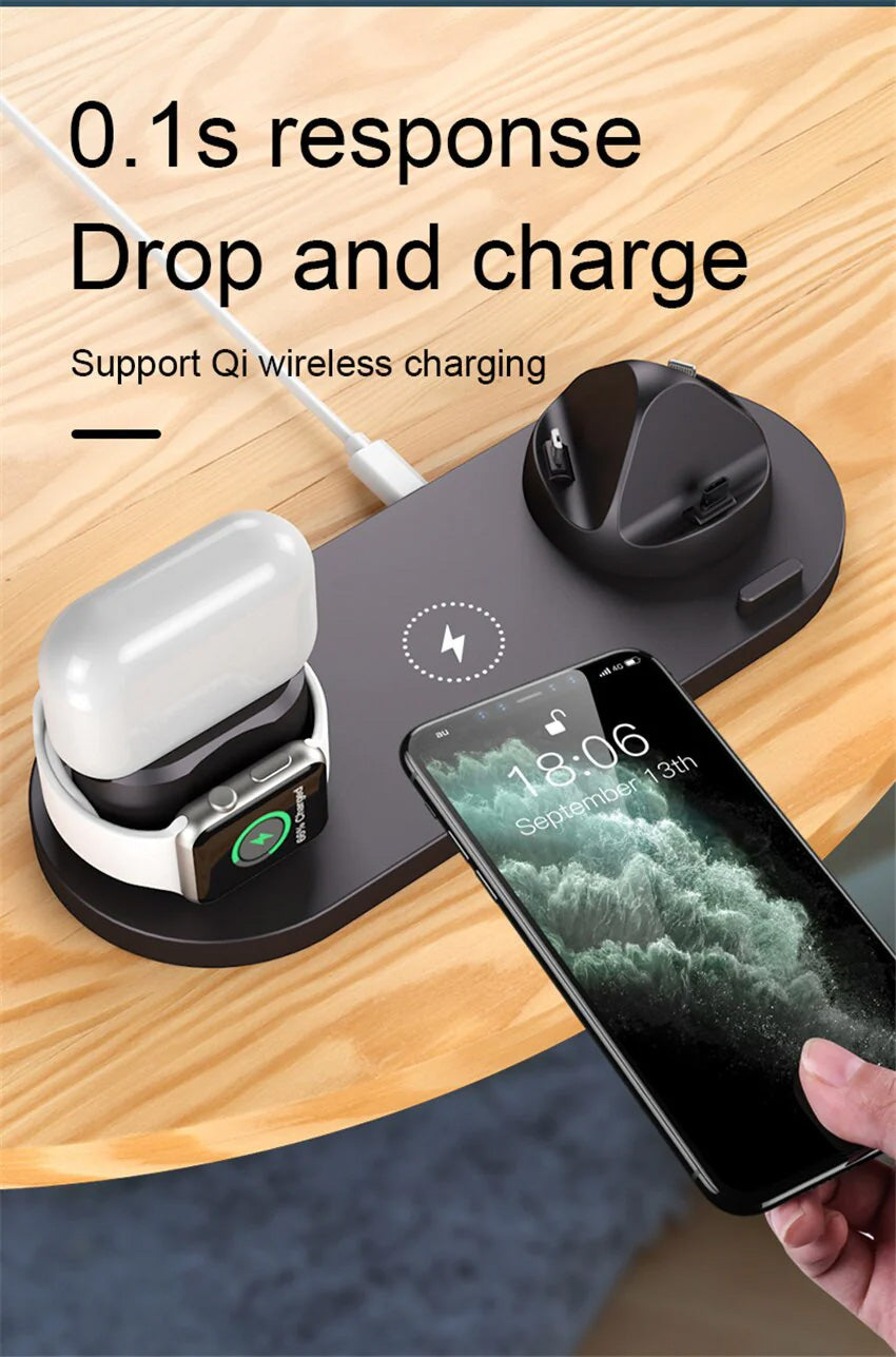 7-in-1 Charging Station Fast Wireless Charger | Fast Charging Dock 30W USB Type C Apple iPhone, Apple Watch, AirPods, Samsung & Android Fast Charger
