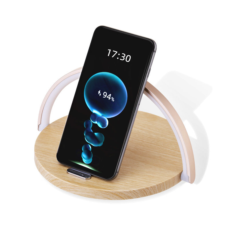 Premium LED Nacht-Schreibtischlampe Ladegerät & 10W Schnellladestation | Fast Wireless Charging Dockingstation für Smartphones, Apple iPhone, Samsung, iOS & Android AirPods,