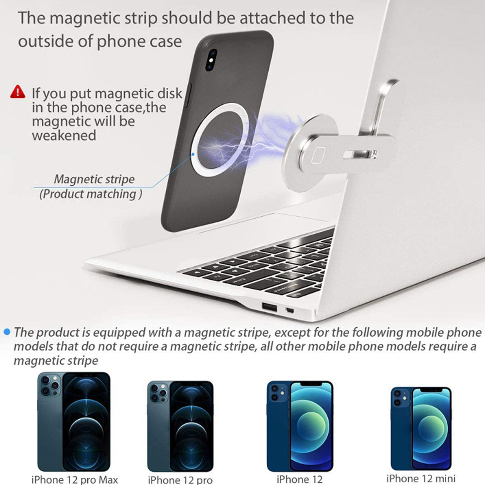 Premium Magnetic Laptop Phone Holder for Computer Monitor, Side Mount for Laptop, MacBook | MagSafe, Slim and Foldable, Compatible with Smartphones, Apple iPhone, Samsung, iOS & Android