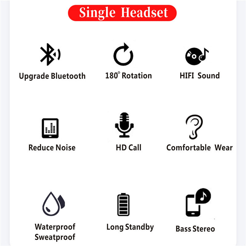 Hochwertige Bluetooth Kopfhörer: Drahtlose Ohrhörer mit Ohrhaken, Bluetooth 5.0, Mikrofon – 40 Std. Laufzeit, ideal für Fitness