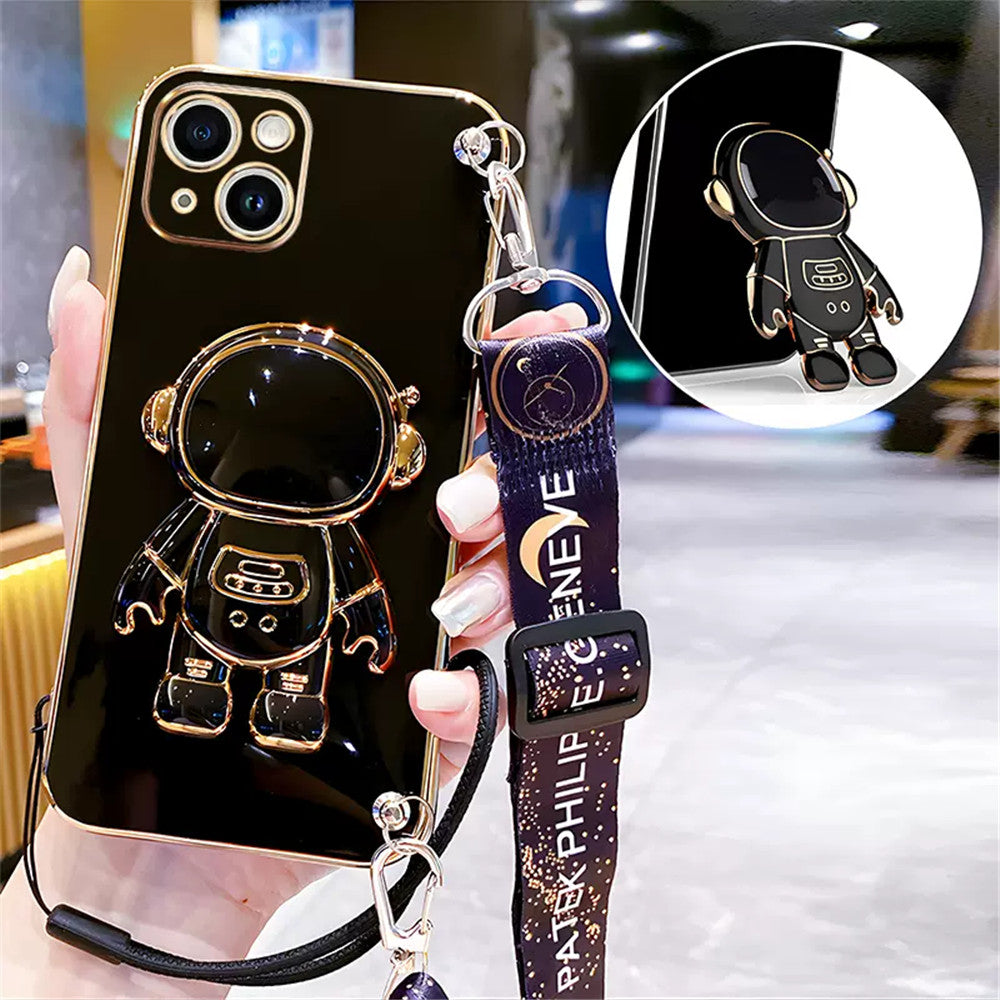 Luxury Crossbody Lanyard Astronaut Phone Holder and Stand iPhone Case | MagSafe Case with 360-Degree Protection and Camera Lens Cover for Apple iPhone 16/15/14/13/12 Pro Max, Plus Mini Cover | Armor Phone Case | Premium Protective Cover