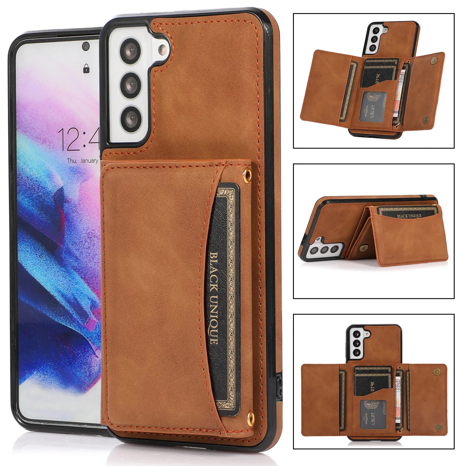 Premium Leather Wallet with Card Slot, Purse, and Stand iPhone Case | MagSafe Case with Full Protection and Camera Lens Cover for Apple iPhone 16/15/14/13/12 Pro Max Plus Mini | Heavy Duty Phone Case | Wallet & Protective Case