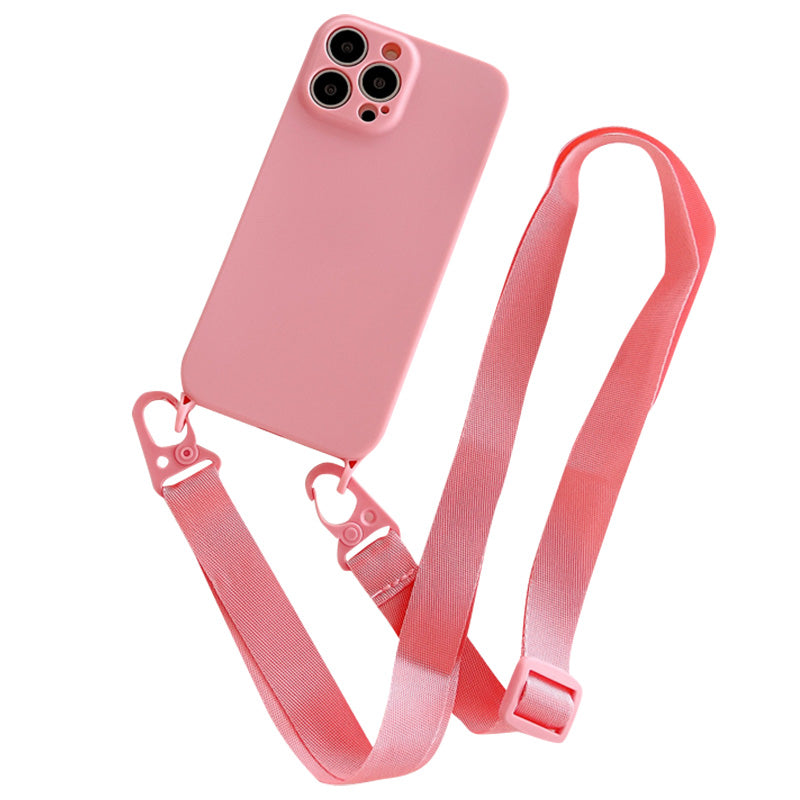 Hochwertige Crossbody-Halskettenriemen Lanyard Schnur Weiche Silikon iPhone Hülle | MagSafe Case mit Kameralinsenschutzabdeckung für Apple iPhone 16/15/14/13/12 Pro Max Plus Mini Cover – Umhängeband, Schulterriemen, Kartenhalter | Premium Schutzhülle