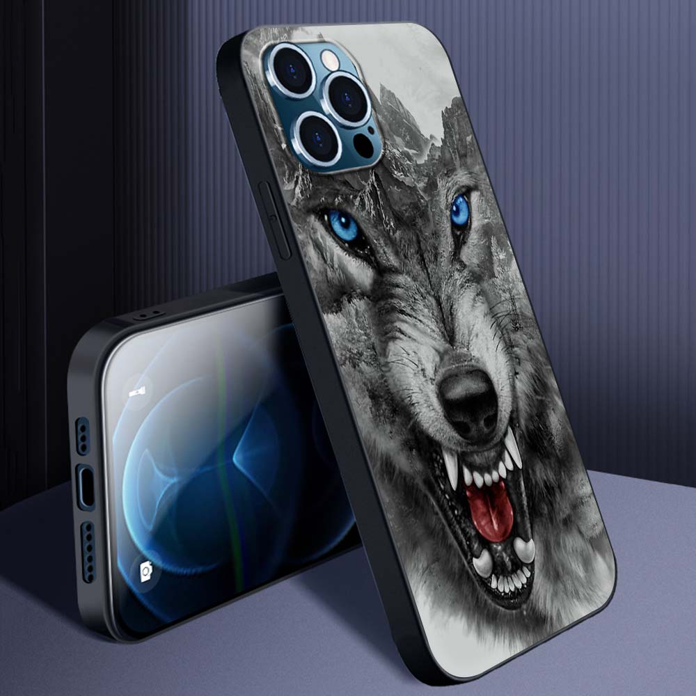 Hochwertige iPhone-Hülle mit Tierdesigns: Wolf, Hund, Katze, Vogel, Löwe, Tiger | MagSafe-kompatibles Case mit Kameralinsenschutz | Premium Hardcase für Apple iPhone 16/15/14/13/12 Pro Max Plus Mini Cover | Stoßsichere Handyhülle & Panzertasche