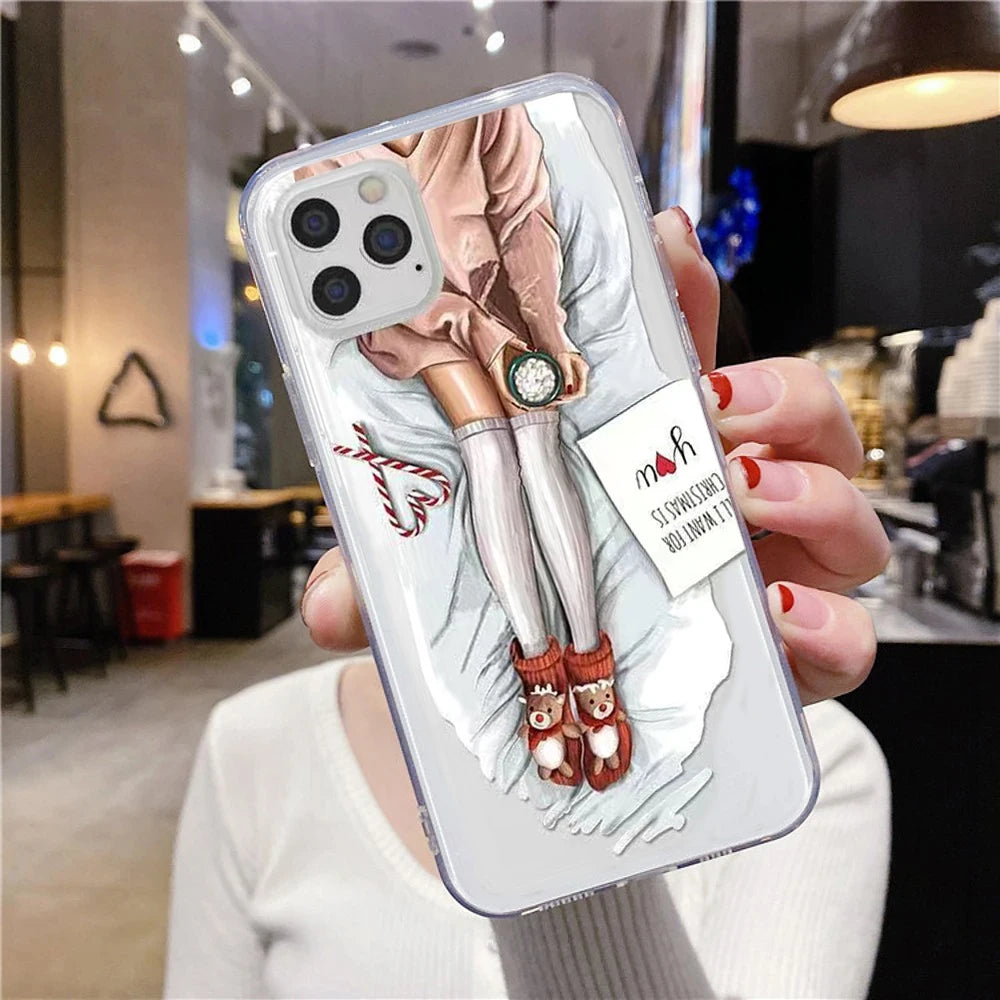 Luxurious Fashionable Girl Design iPhone Case | MagSafe Case with 360-Degree Protection & Camera Lens Cover for Apple iPhone 16/15/14/13/12 Pro Max, Plus, Mini Cover | Shockproof Phone Case with Armor Shell & Bumper Cover