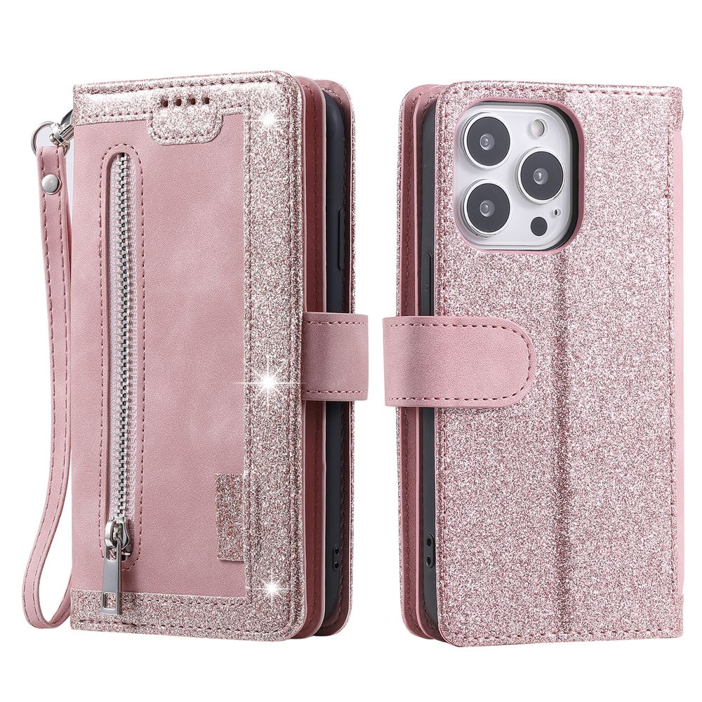 High-Quality Leather Phone Case with Zipper, Card Holder, Stand, and Strap | Flip Cover Case for Apple iPhone 16/15/14/13/12 Pro Max, Plus, Mini - Versatile Protective Cover