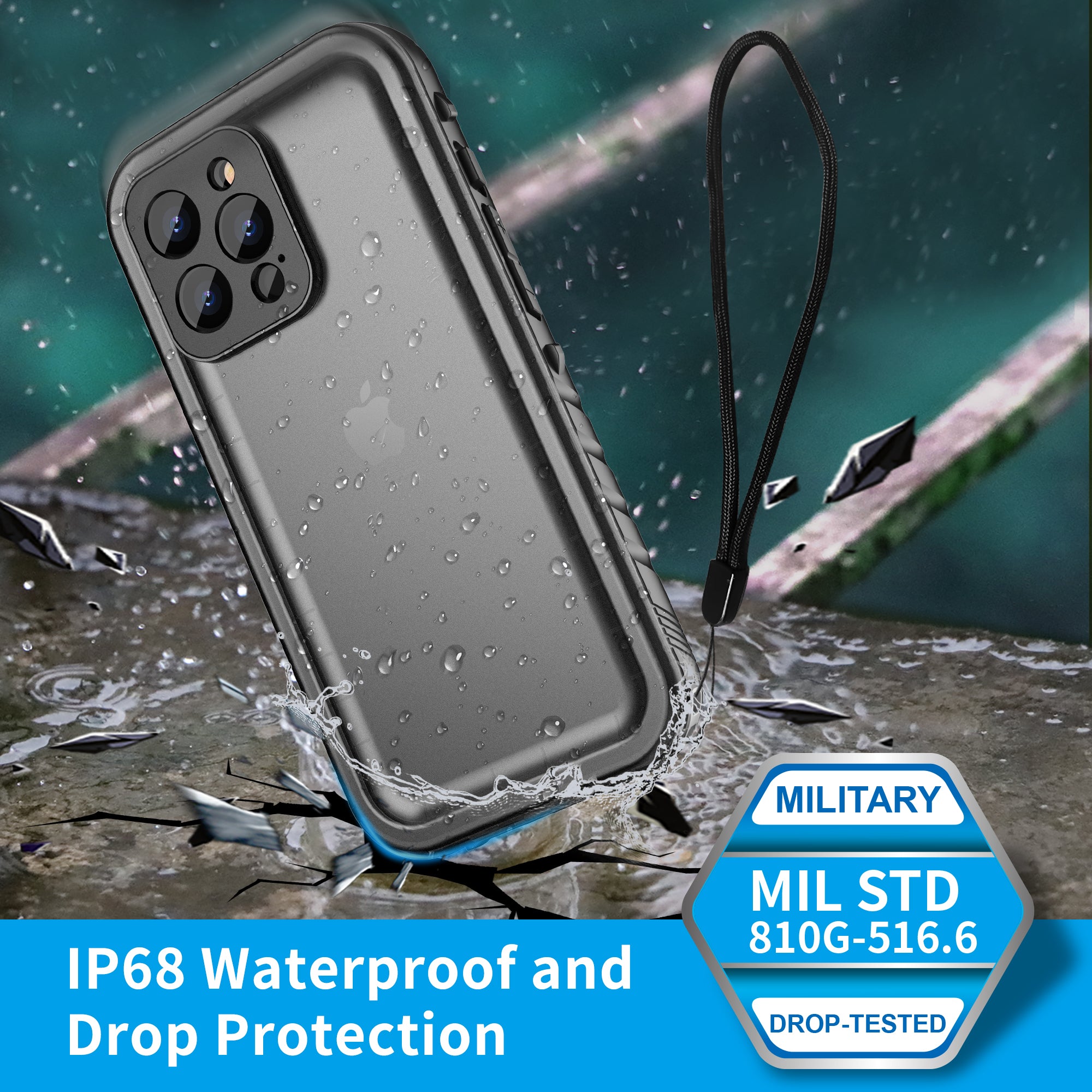 Premium Wasserdichte iPhone Hülle mit 360 Grad Komplettschutz: Bildschirmschutz, Stoßfest, Wasserfest, Kratzfest | MagSafe Case mit Rundumschutz und Kameralinsenschutz für Apple iPhone 16/15/14/13/12 Pro Max, Plus, Mini Cover | Panzertasche Handyhülle