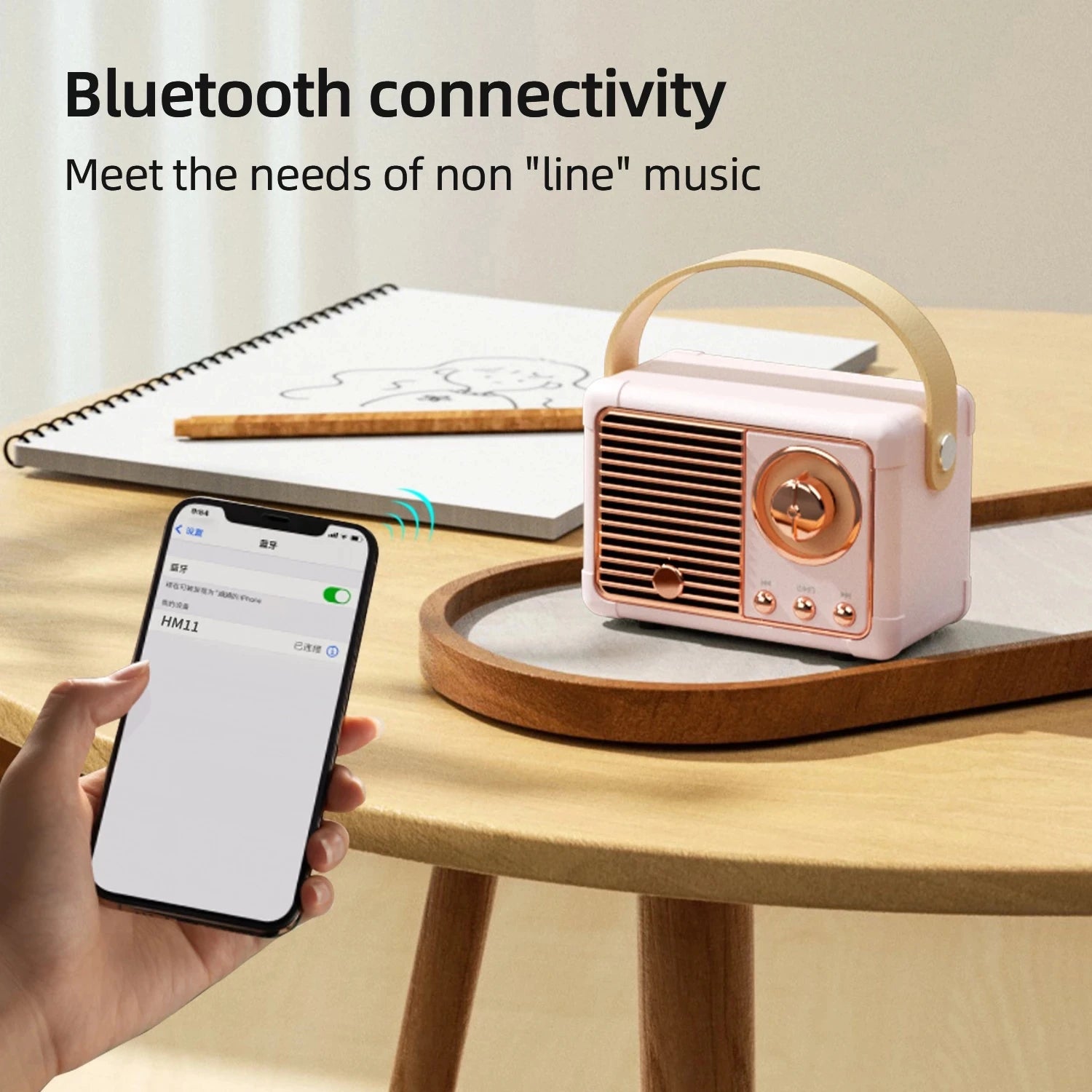 Hochwertiger HM11 Tragbarer Bluetooth-Lautsprecher: Retro Old School Design, Drahtloser Bass-Subwoofer, Wasserdicht, für Outdoor & Auto | Stereo-Spieluhr, Kompatibel mit Smartphone, Laptop, Tablet, PC, Apple iPhone, iPad, MacBook, iOS, Android, Samsung