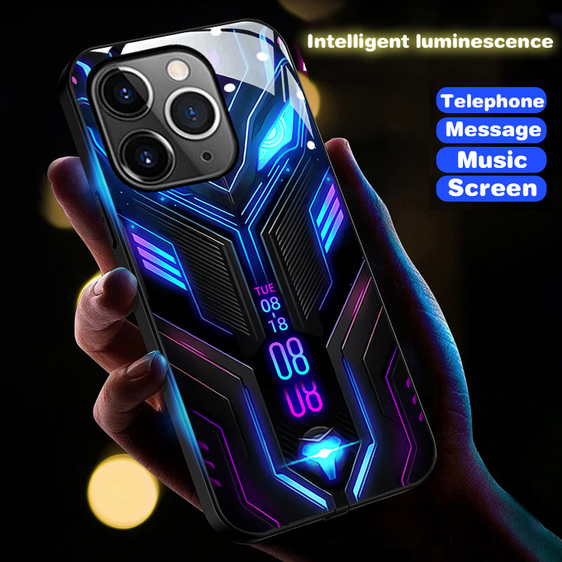 Luxus Ultra Dünne Apple iPhone LED Anruflicht Handyhülle mit Kameralinsenschutz: Punk Mecha Case Panzer Schutzhülle für iPhone 16/15/14/13/12 Pro Max Plus Mini - MagSafe Cover & Tasche