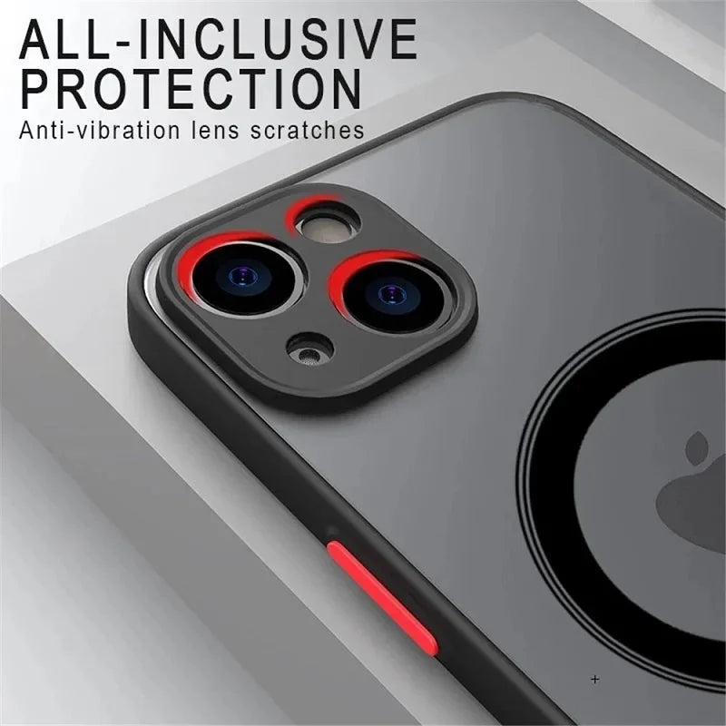 Luxuriöse Matte Magnetische für Apple iPhone 16/15/14/13/12 Pro Max Plus Mini Hülle | Premium Stoßfeste Panzerabdeckung mit Kamera-Schutz & Magsafe Kabelloses Laden