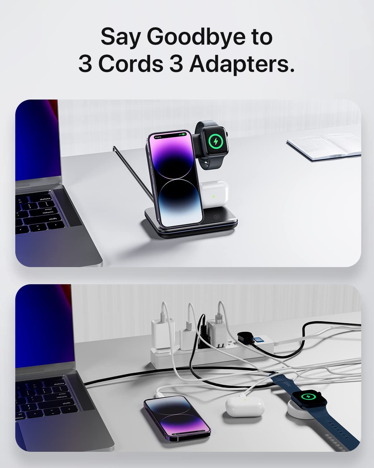 3 in 1 Kabelloses Schnell magnetische MagSafe Ladestation | Wireless Charging Station Fast Docking Station Ladegerä
