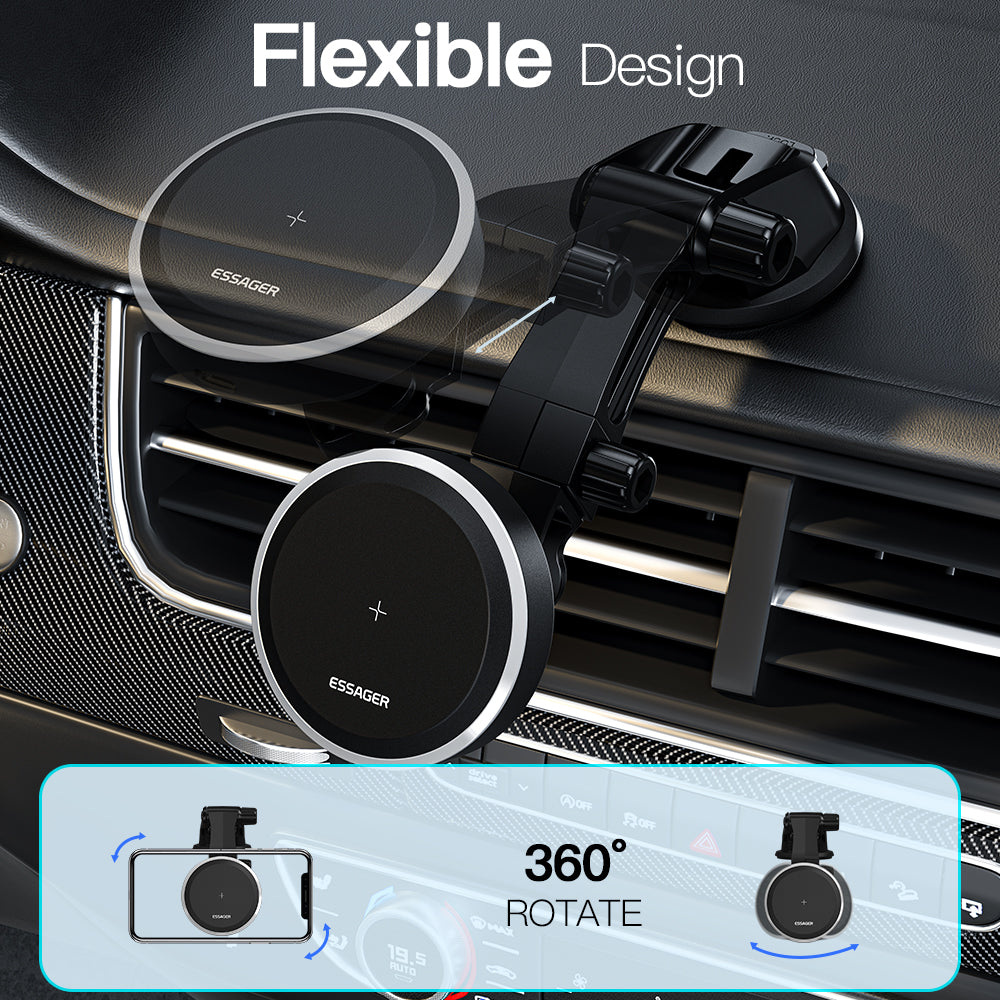 Prämie Essager RGB Magnetische Auto Telefon Halter Qi 15W Drahtlose Ladegerät Auto | Für iPhone 14 13 Pro Max Samsung