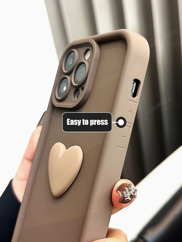 High-Quality Cute 3D Love Heart Design Silicone iPhone Case | MagSafe Case with Camera Lens Protector for Apple iPhone 16/15/14/13/12 Pro Max Plus Mini Cover | Heavy Duty, Bumper Cover Phone Case | Silicone Soft Cover Protective Case