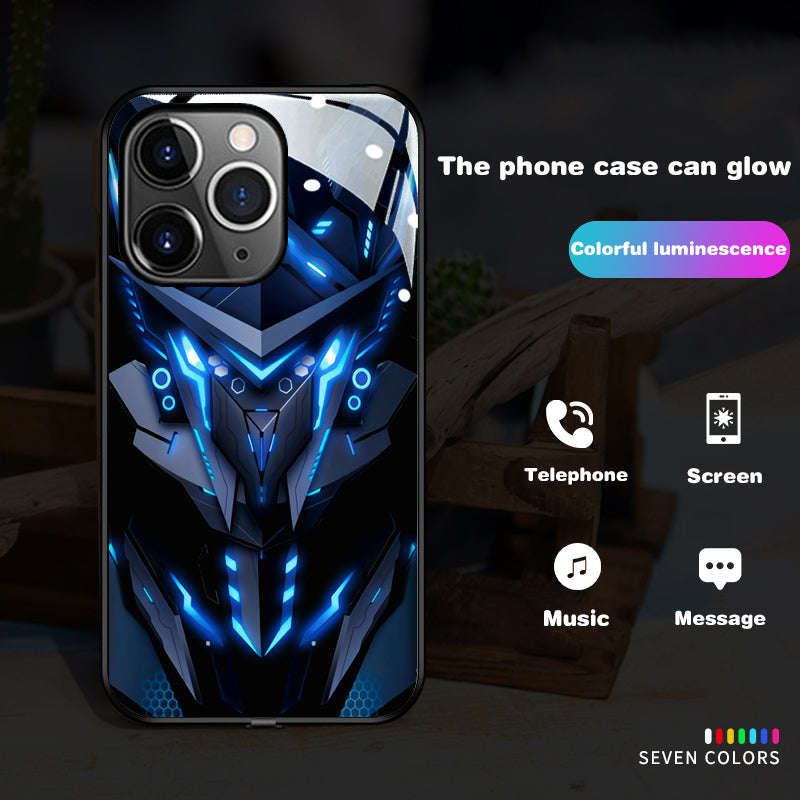 Luxus Ultra Dünne Apple iPhone LED Anruflicht Handyhülle mit Kameralinsenschutz: Punk Mecha Case Panzer Schutzhülle für iPhone 16/15/14/13/12 Pro Max Plus Mini - MagSafe Cover & Tasche