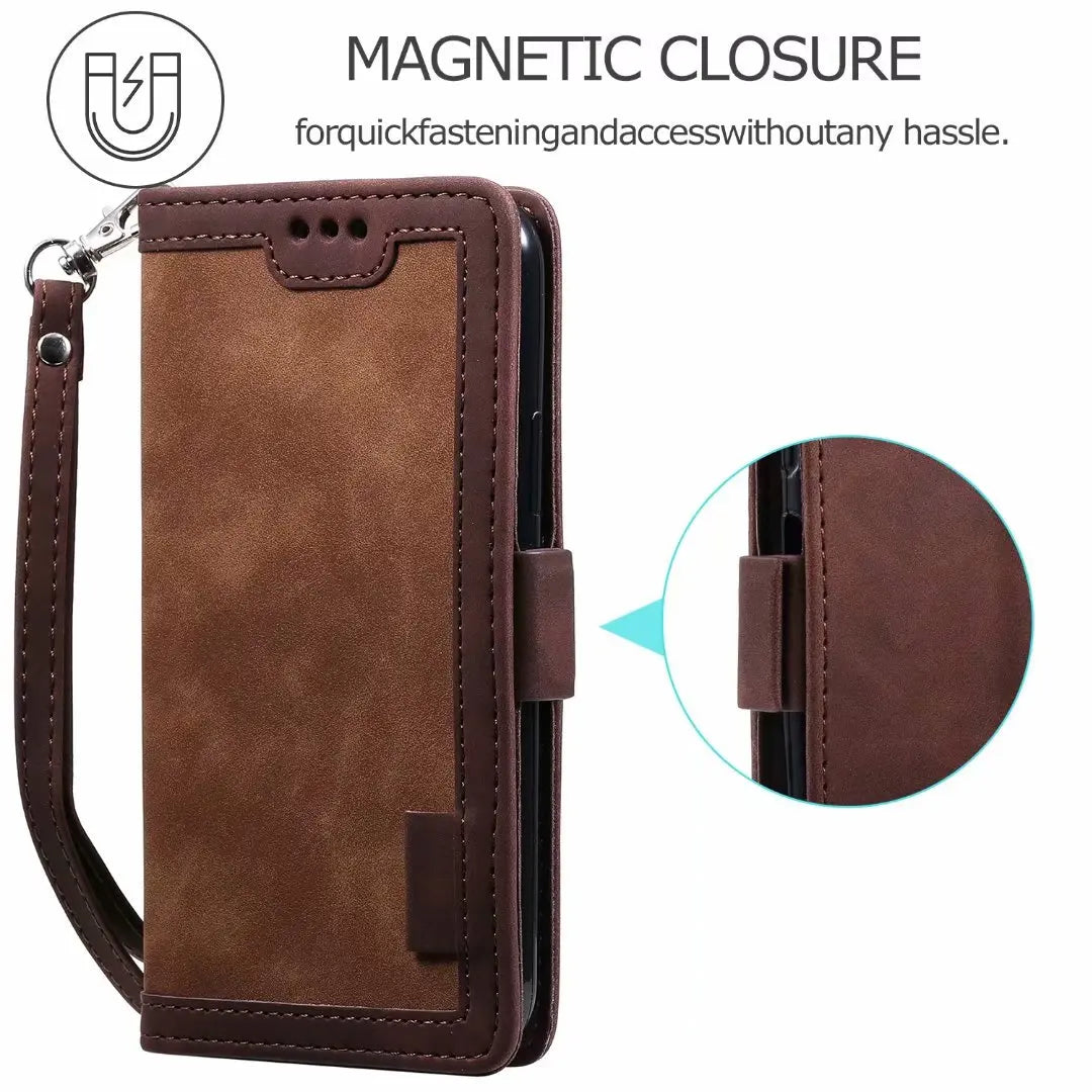 High-Quality Leather Flip Cover Wallet with Magnetic Closure and SIM Card Slot iPhone Case |Compatible with Full Protection and Camera Lens Cover for Apple iPhone 16/15/14/13/12 Pro Max Plus Mini | Armor Phone Case  Wallet Protective Cover