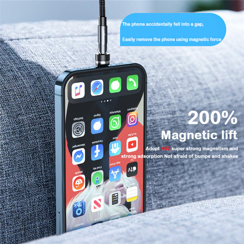 MagniCharge Premium | Schnellladendes 540° drehbares magnetisches Kabel für Smartphones, Apple iPhone, Samsung, iOS & Android - 3A Datenübertragung USB Typ C