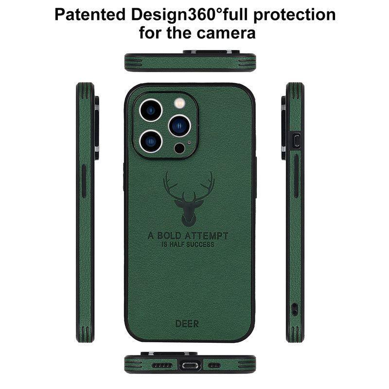 High-Quality Deer Leather Apple iPhone Case | MagSafe, Wireless Magnetic Charging, Vintage, Camera Lens Protection, Shockproof Case for iPhone 16/15/14/13/12 Pro Max Plus Mini Cover