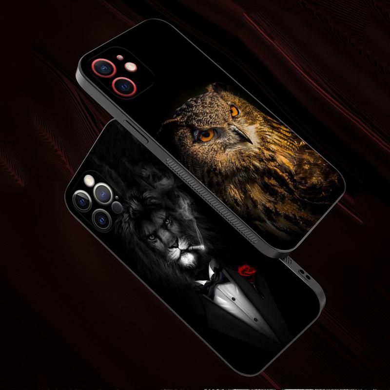 Hochwertige iPhone-Hülle mit Tierdesigns: Wolf, Hund, Katze, Vogel, Löwe, Tiger | MagSafe-kompatibles Case mit Kameralinsenschutz | Premium Hardcase für Apple iPhone 16/15/14/13/12 Pro Max Plus Mini Cover | Stoßsichere Handyhülle & Panzertasche