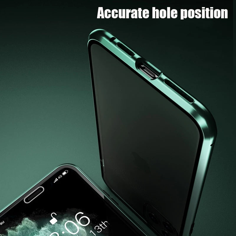 Hochwertiges Metallrahmen, doppelseitige Glas-Magnet-Handyhülle |  MagSafe, Abdeckung, Apple iPhone 15/14/13/12/11 Pro Max