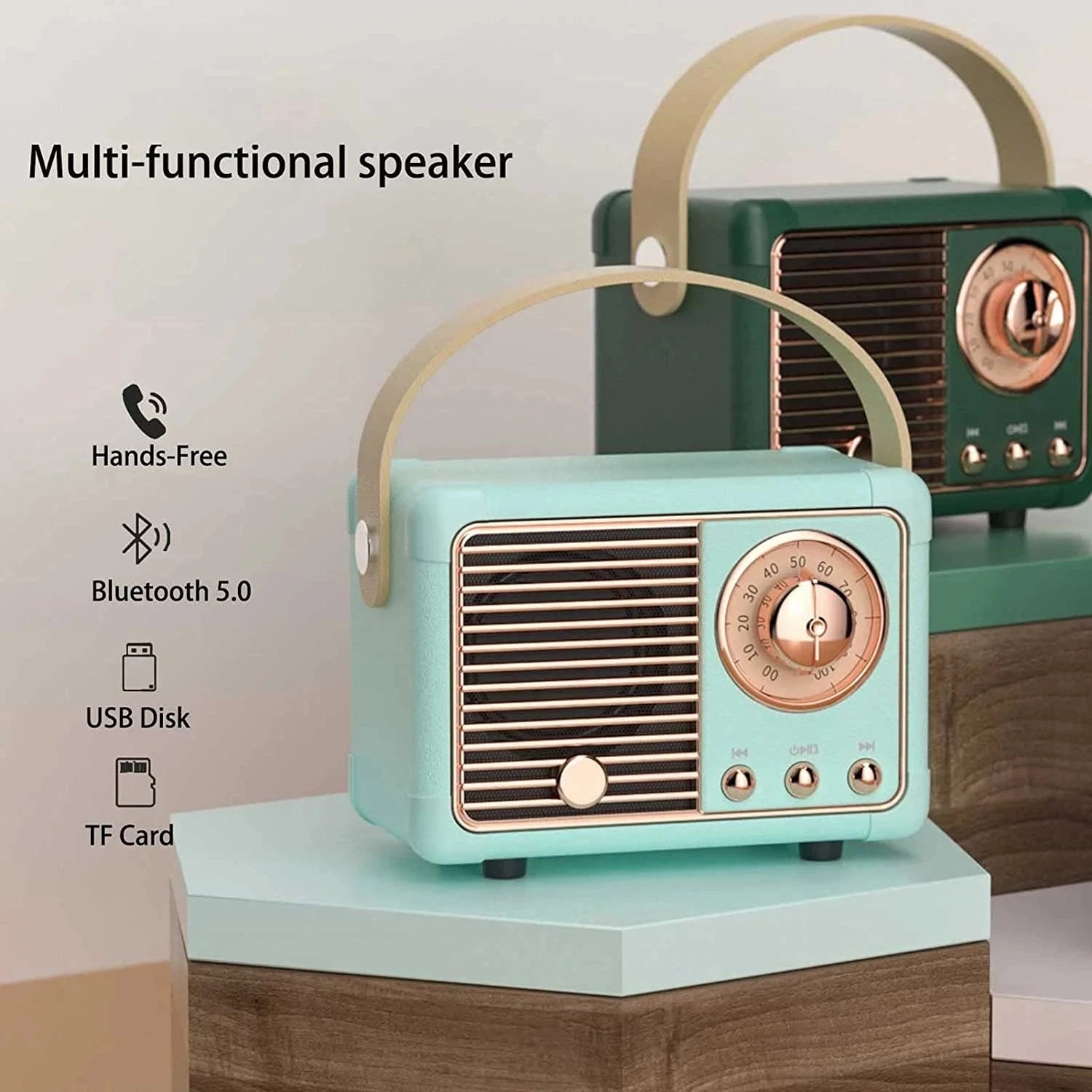 Hochwertiger HM11 Tragbarer Bluetooth-Lautsprecher: Retro Old School Design, Drahtloser Bass-Subwoofer, Wasserdicht, für Outdoor & Auto | Stereo-Spieluhr, Kompatibel mit Smartphone, Laptop, Tablet, PC, Apple iPhone, iPad, MacBook, iOS, Android, Samsung