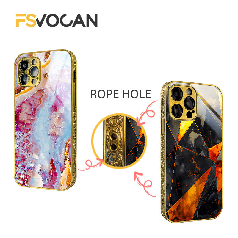 Luxury Black Marble iPhone Case with Gold Edges: Camera Protection & Durable Cover | MagSafe-Compatible for Apple iPhone 16/15/14/13/12 Pro Max, Plus, Mini Cover - 3D Texture for Enhanced Grip | 360-Degree Protection with Camera Lens Protection Armor Case