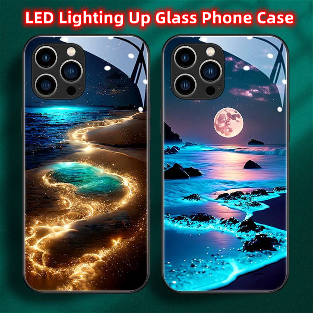 Luxury Design: Romantic Night Beach Landscape iPhone Case | MagSafe Case for Apple iPhone 16/15/14/13/12 Pro Max Plus Mini | Armor Cover with Camera Protector | Protective Phone Case