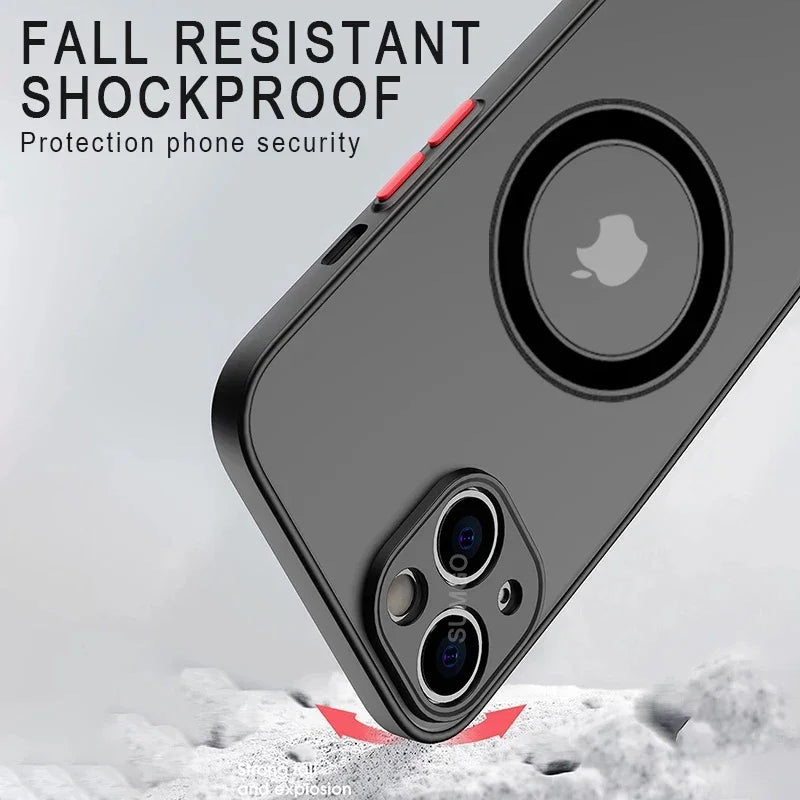 Luxurious Matte Magnetic Apple iPhone 16/15/14/13/12 Pro Max Plus Mini Case | Premium Shockproof Armor Cover with Camera Protection & Magsafe Wireless Charging