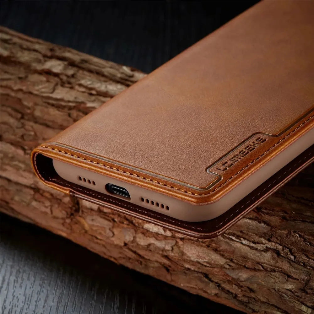 High-Quality Leather Flip Cover Wallet with Magnetic Closure and SIM Card Slot iPhone Case |Compatible with Full Protection and Camera Lens Cover for Apple iPhone 16/15/14/13/12 Pro Max Plus Mini | Armor Phone Case  Wallet Protective Cover