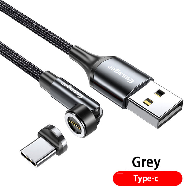 MagniCharge Premium | Schnellladendes 540° drehbares magnetisches Kabel für Smartphones, Apple iPhone, Samsung, iOS & Android - 3A Datenübertragung USB Typ C