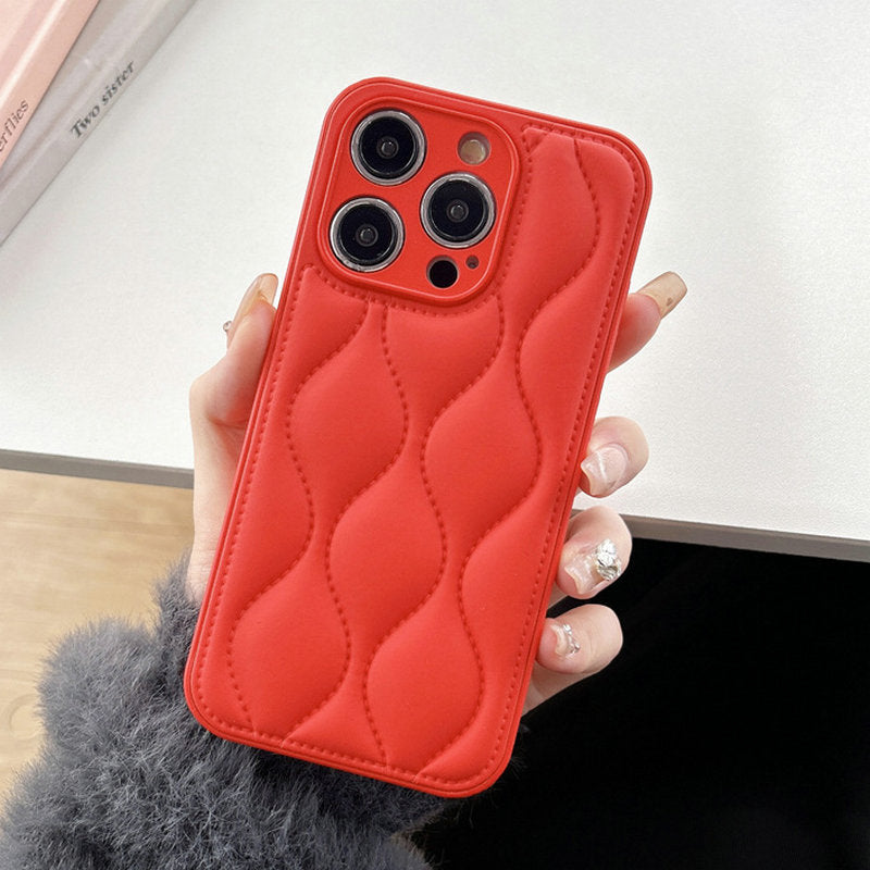 High-Quality Leather Luxury iPhone Case with 3D Wavy Texture | MagSafe-Compatible Protective Case with 360-Degree Protection and Camera Lens Cover for Apple iPhone 16/15/14/13/12 Pro Max, Plus, Mini | Includes Cover, Armor Case, and Bumper Cover