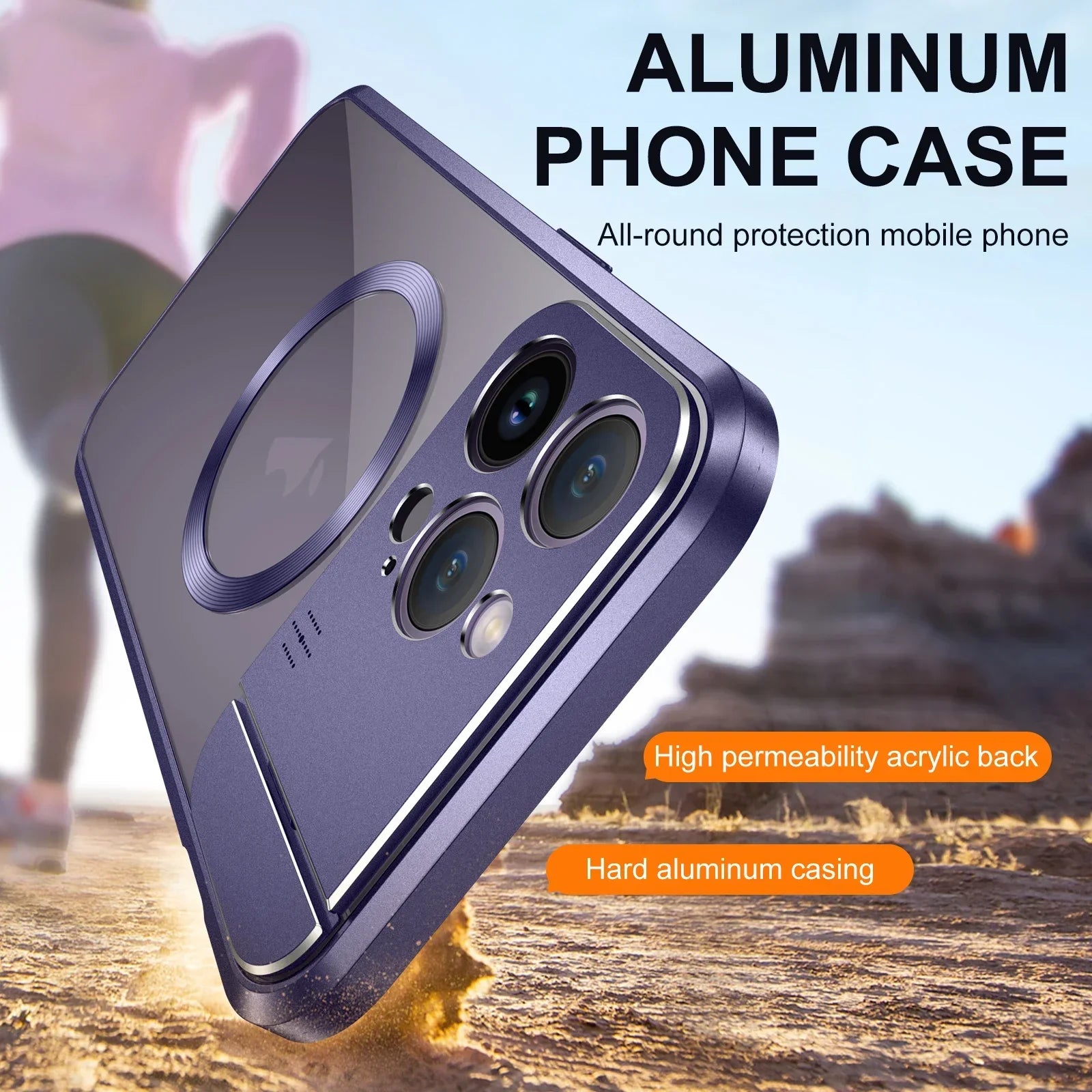 Premium iPhone Hülle mit MagSafe: Rundumschutz, Metallständer und magnetischer Kameraschutz | Aromatherapie-Funktion und Unsichtbarer Objektivhalter | Case für iPhone 16/15/14/13/12 Pro Max, Plus, Mini | Stoßfest mit Panzertasche und Stoßstangenabdeckung