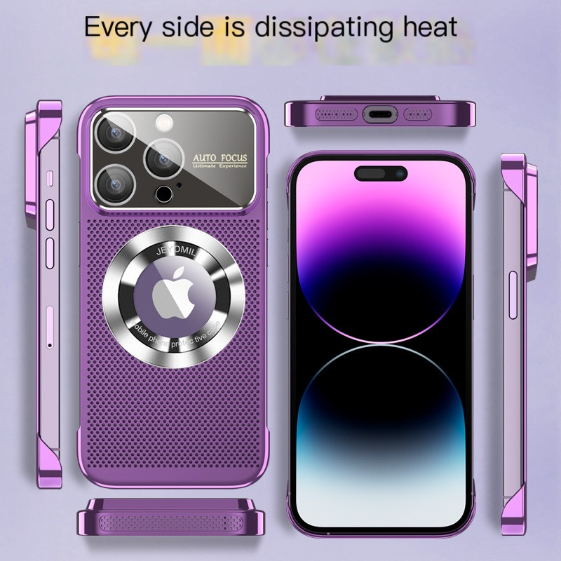 Luxury Heat-Dissipating Magnetic Case for iPhone | MagSafe Case with Galvanized Metal Frame and Magnifying Glass Lens Camera Cover for Apple iPhone 16/15/14/13/12 Pro Max Plus Mini | Armor Case, High-Quality Phone Cover