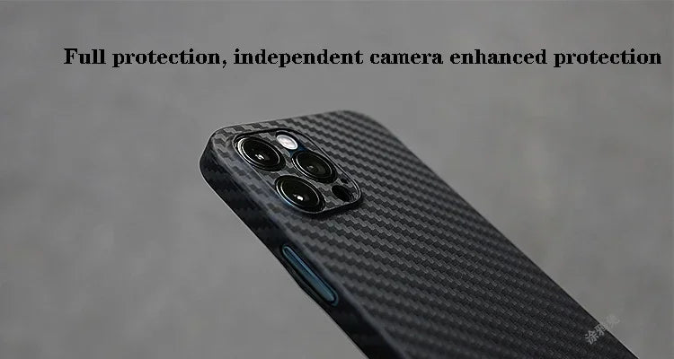 Carbon Fiber Texture High-Quality Soft TPU Material | Lightweight Waterproof Anti-Fingerprint and Anti-Scratch iPhone 16/15/14/13/12 Pro Max Plus Mini Case and Camera Protection