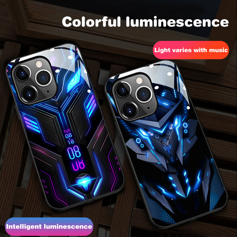 Luxus Ultra Dünne Apple iPhone LED Anruflicht Handyhülle mit Kameralinsenschutz: Punk Mecha Case Panzer Schutzhülle für iPhone 16/15/14/13/12 Pro Max Plus Mini - MagSafe Cover & Tasche