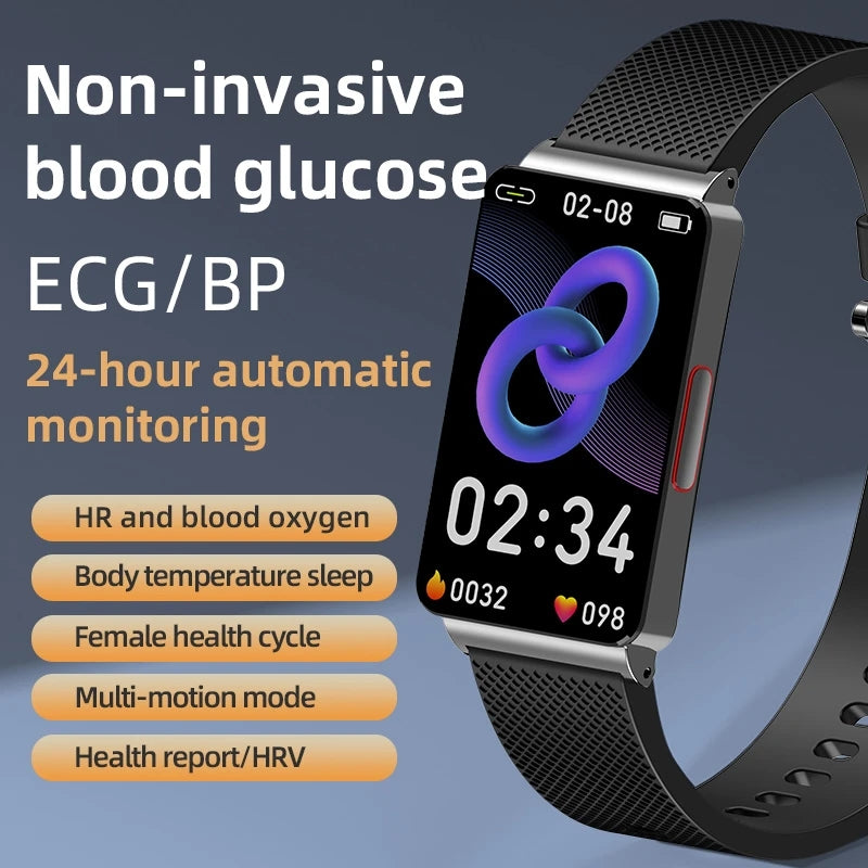 Luxus Smartwatch zur nicht-invasiven Blutzuckermessung: EKG, PPG, Herzfrequenz, HRV | Gesundheitsmarke, Fitness Tracker für Damen & Herren