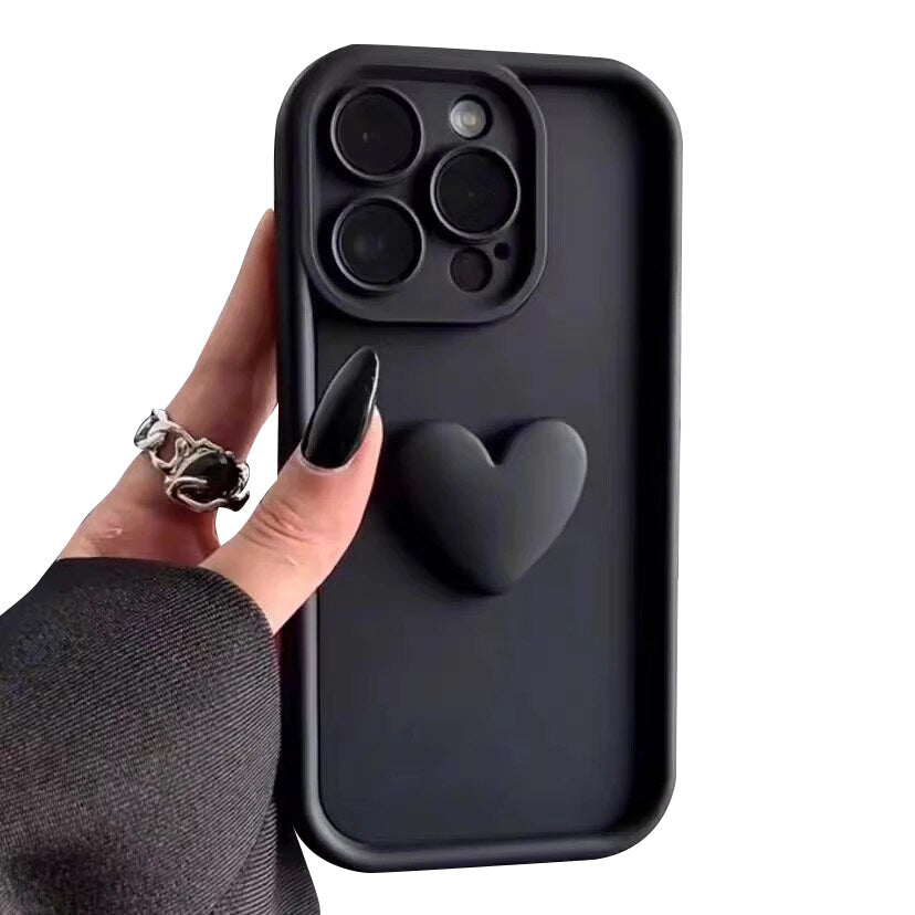 High-Quality Cute 3D Love Heart Design Silicone iPhone Case | MagSafe Case with Camera Lens Protector for Apple iPhone 16/15/14/13/12 Pro Max Plus Mini Cover | Heavy Duty, Bumper Cover Phone Case | Silicone Soft Cover Protective Case