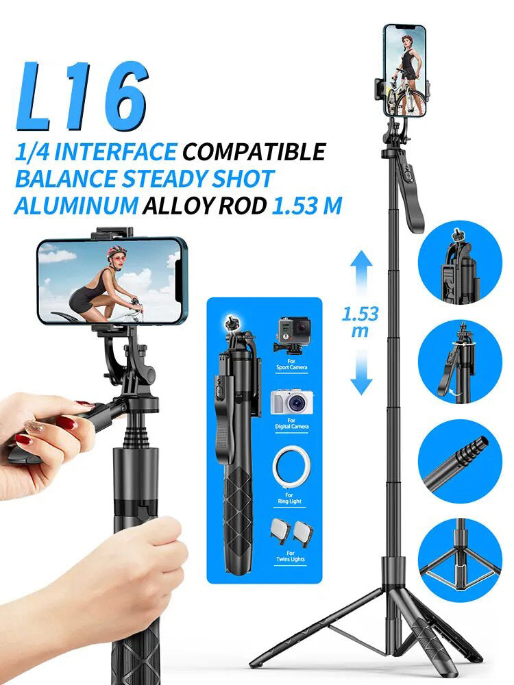 Premium Kabelloser Selfie-Stick & Stativ-Stand: Für Apple iPhone 16/15/14/13/12/11 Pro Max/Plus/Mini,GoPro | Kameras, Smartphones, Apple iPhone, Samsung, iOS & Android - Stabiles Live-Shooting | Limitierte Auflage