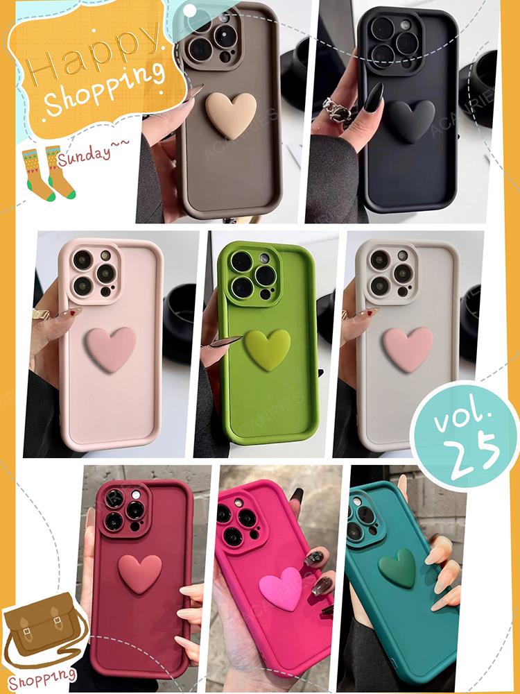 High-Quality Cute 3D Love Heart Design Silicone iPhone Case | MagSafe Case with Camera Lens Protector for Apple iPhone 16/15/14/13/12 Pro Max Plus Mini Cover | Heavy Duty, Bumper Cover Phone Case | Silicone Soft Cover Protective Case