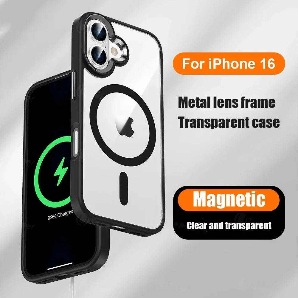 Clear HD Premium Magnetic Magsafe Wireless Charging | Shockproof Transparent Hybrid Armor iPhone Case 16/15/14/13/12 Pro Max Plus Mini